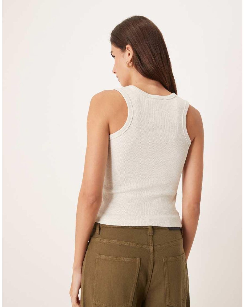 Calvin Klein White Monologo Ribbed Cotton Tank Top