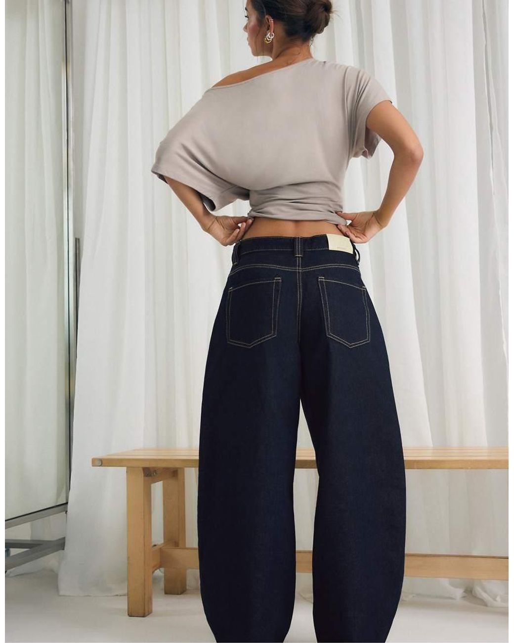 Stradivarius Blue D80 Barrel Fit Jeans