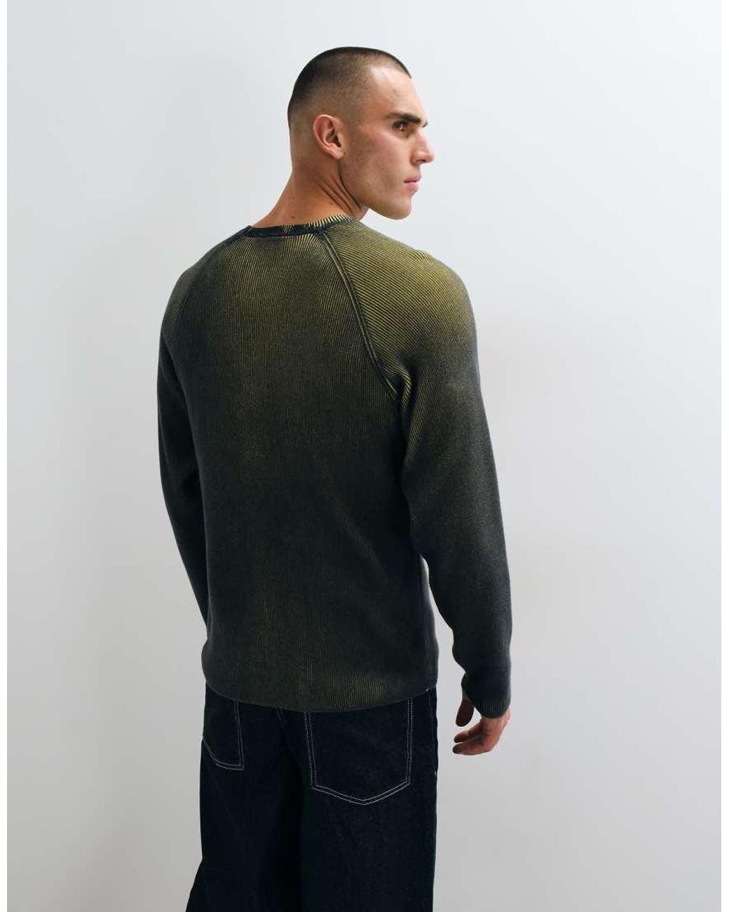 Dime Black Printed Ribbed Knit Jumper for men