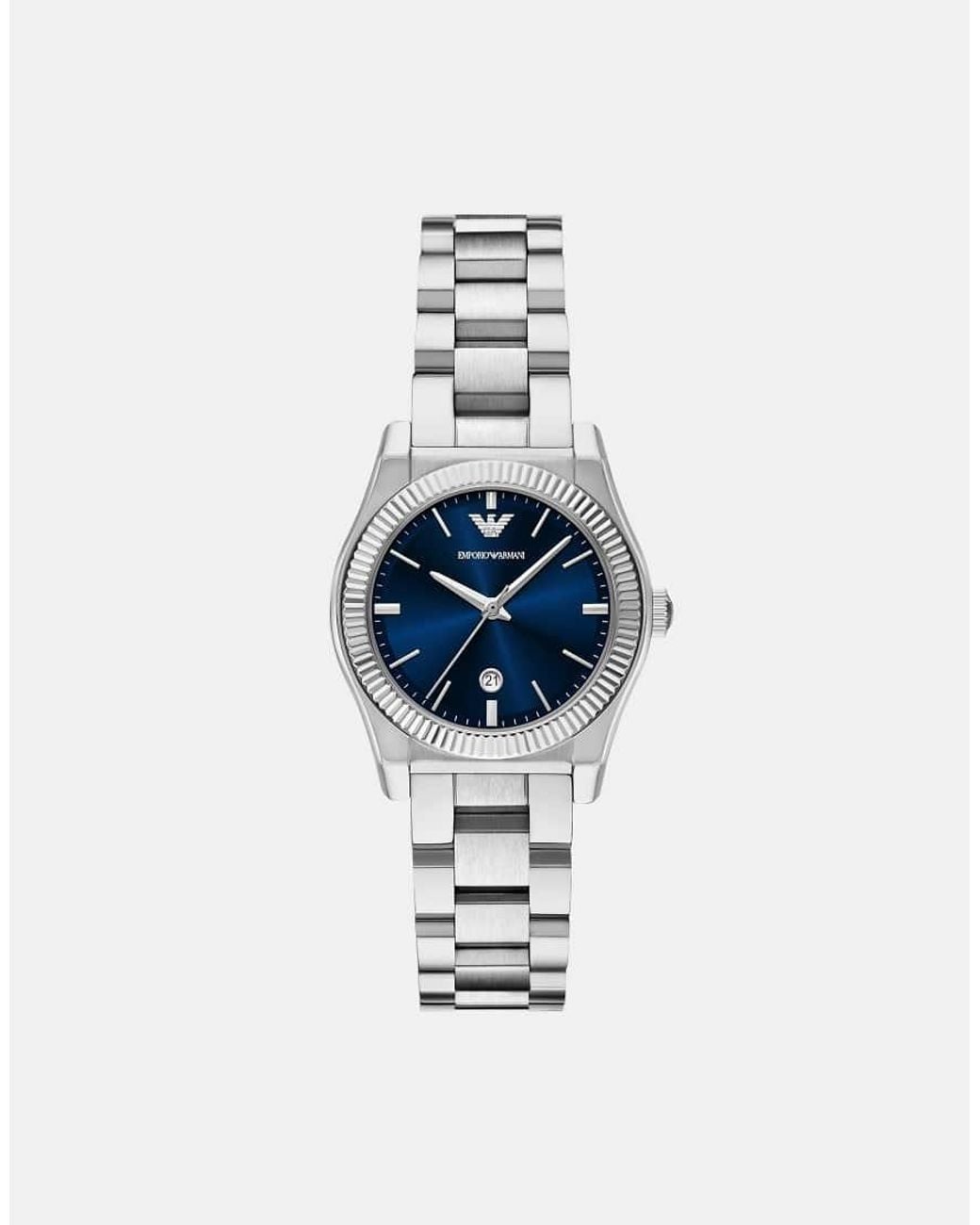 Emporio Armani Blue Three-Hand Stainless Steel Watch