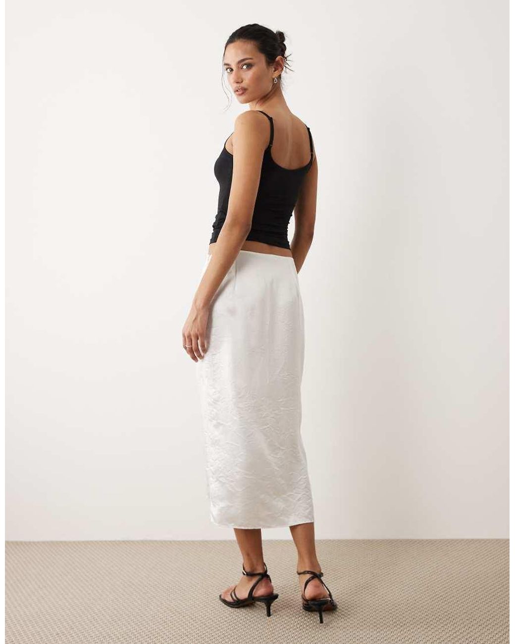 Mango Natural Delicate Lace Midi Skirt