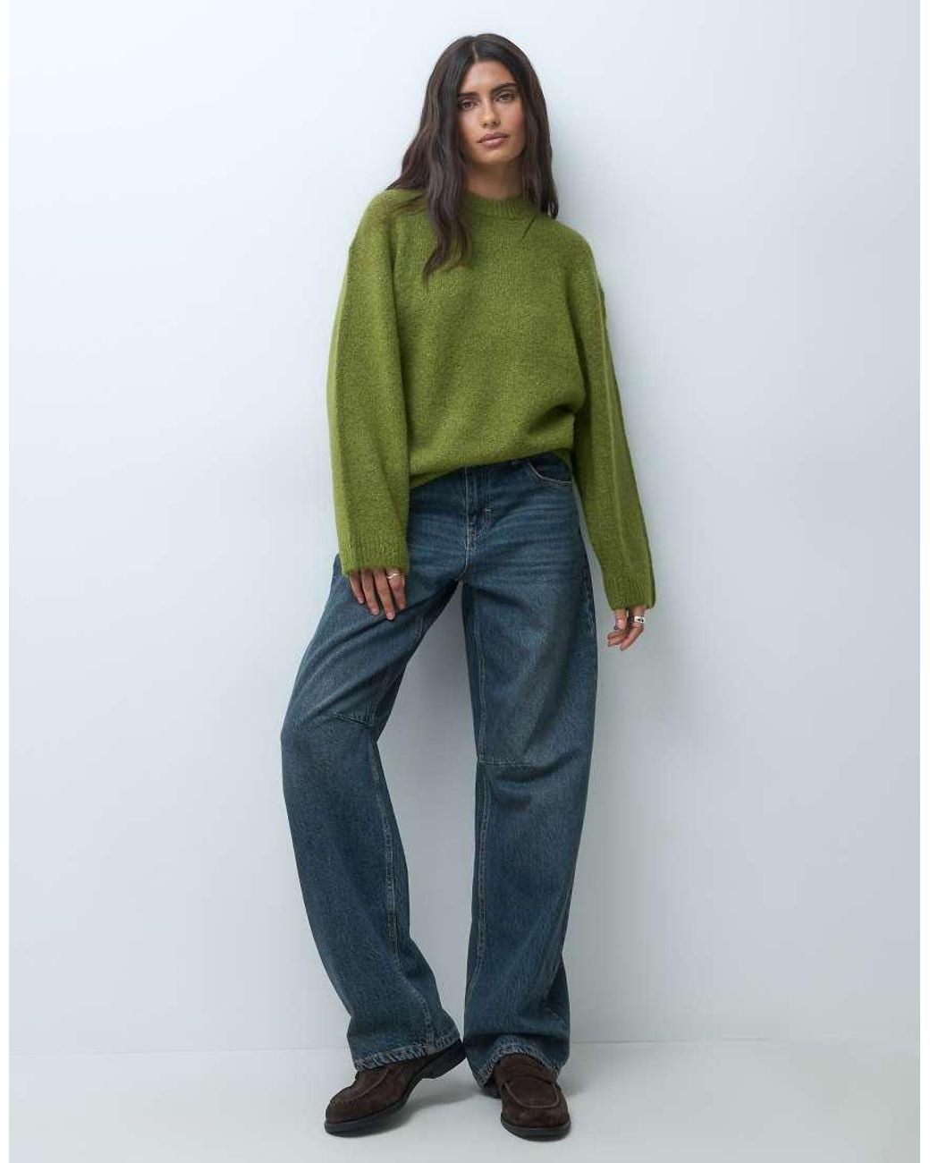 Gina Tricot Green Crew Neck Knitted Sweater