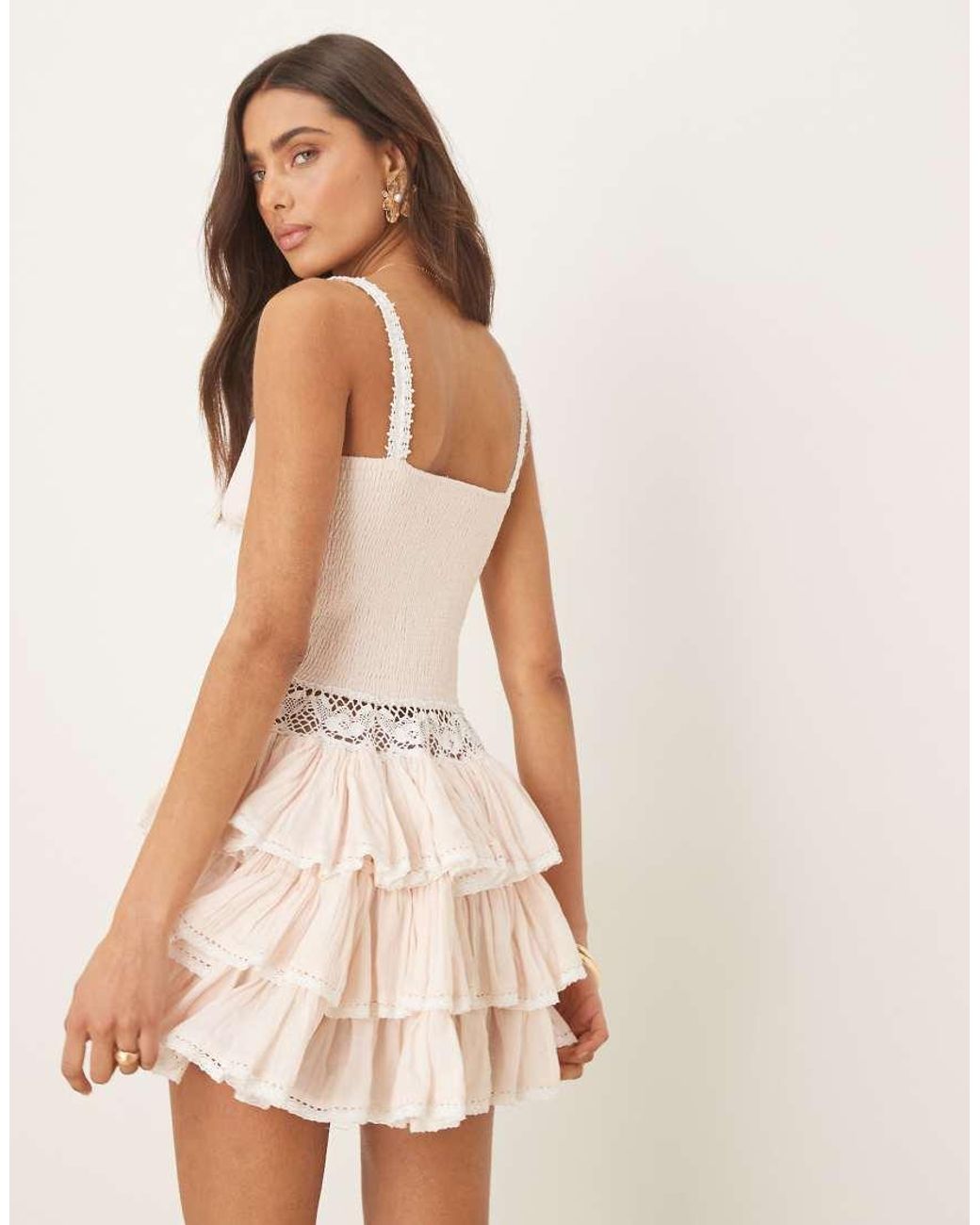 Amy Jane London Natural Ivy Tiered Cami Mini Dress
