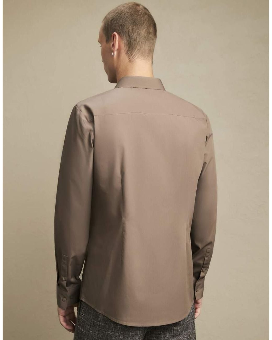 River Island Brown Slim Fit Cotton Shirt for men