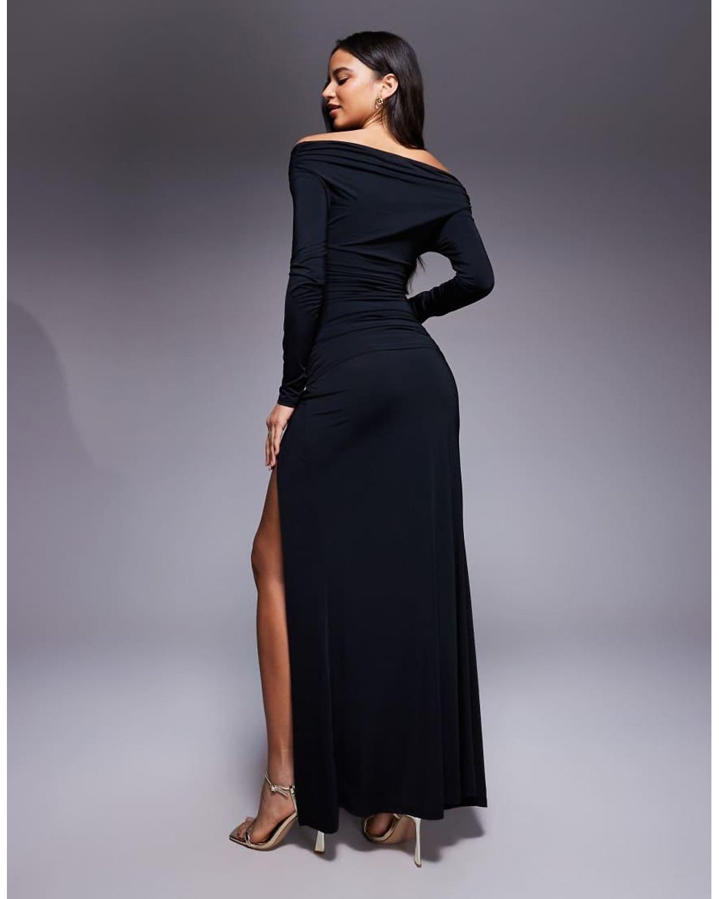Murci Black Exclusive Off Shoulder Hardware Cutout Detail Bodysuit And Maxi Skirt Set