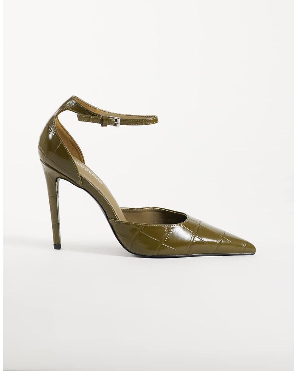 Public Desire Metallic Riven Heeled Pumps