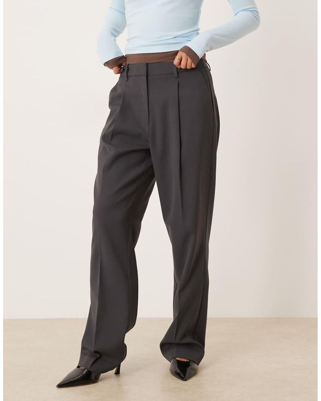 Aware White Mix & Match High Waist Pleat Front Trouser
