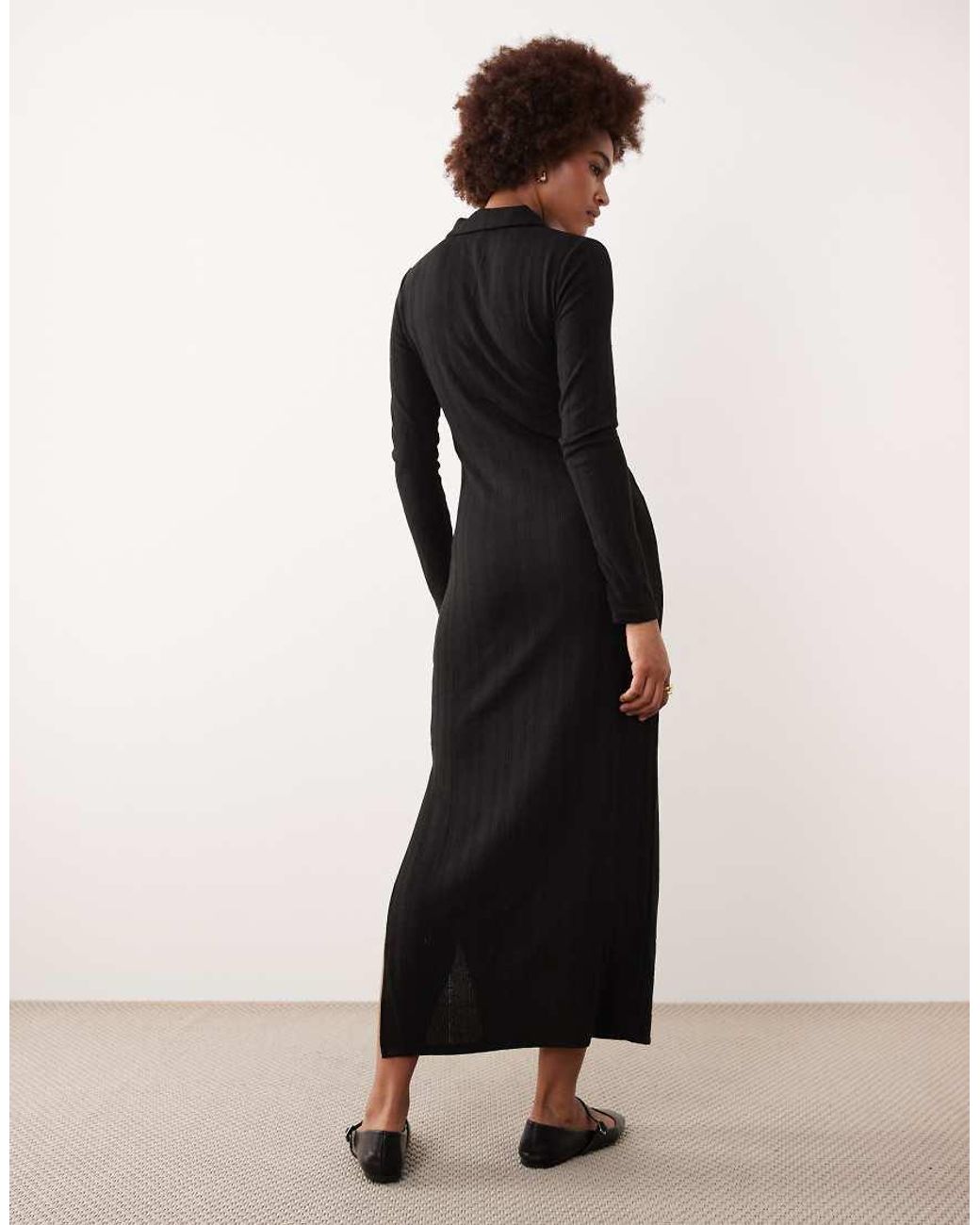 JDY Tall Black Knitted Polo Maxi Dress