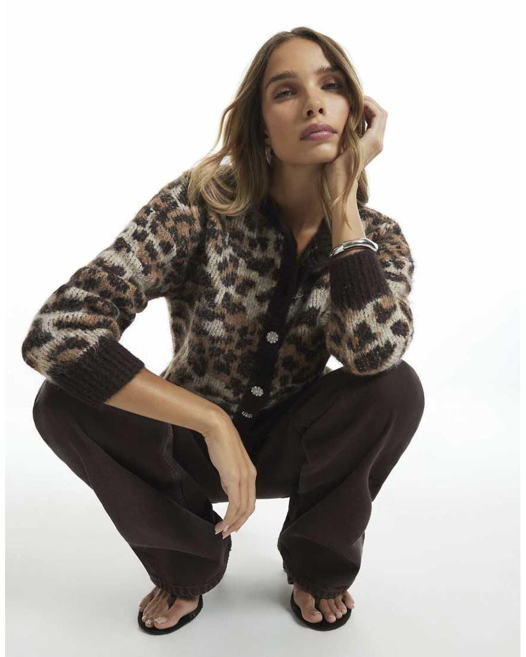 River Island Black Leopard Cardigan