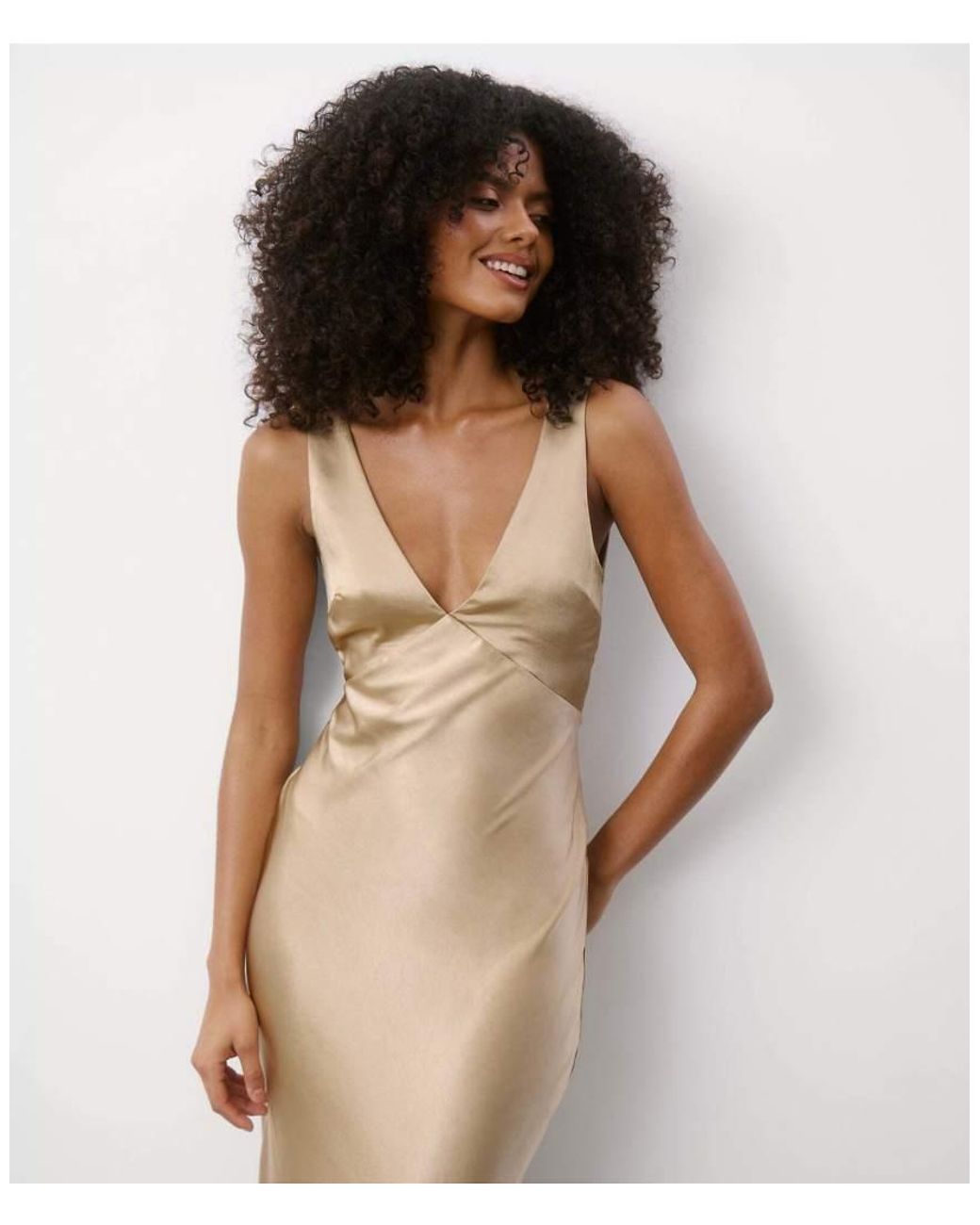 Six Stories White Twist Back Satin Bridesmaid Dress