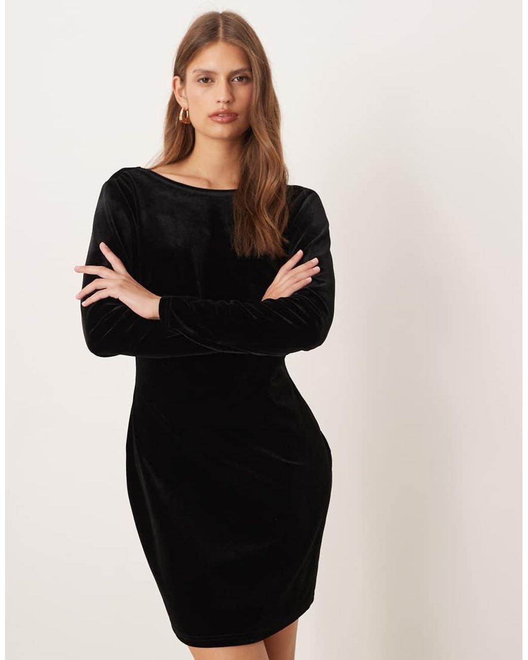 Never Fully Dressed Natural Velvet Open Back Mini Dress With Detachable Bow