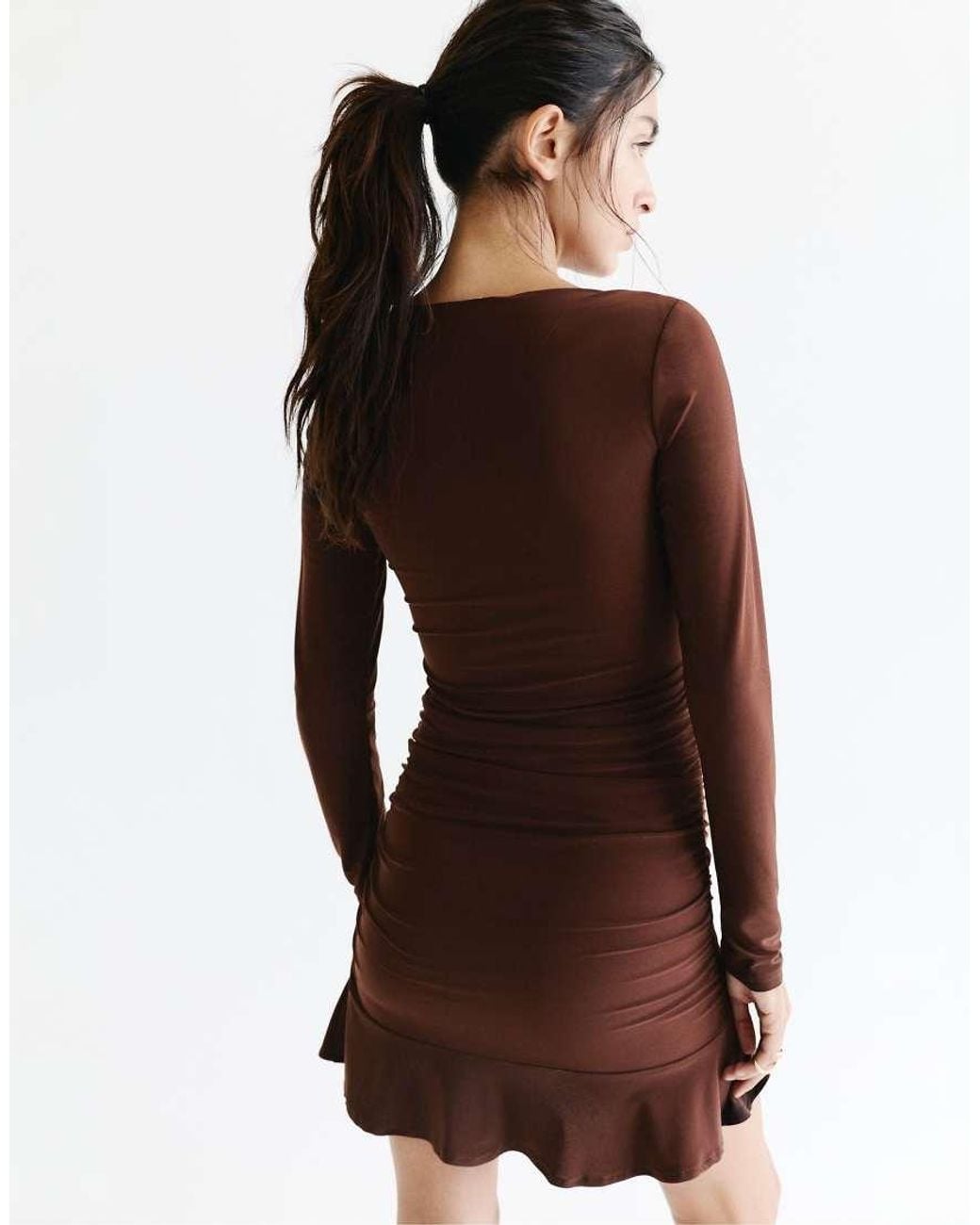 Pull&Bear Black Gathered Short Dress
