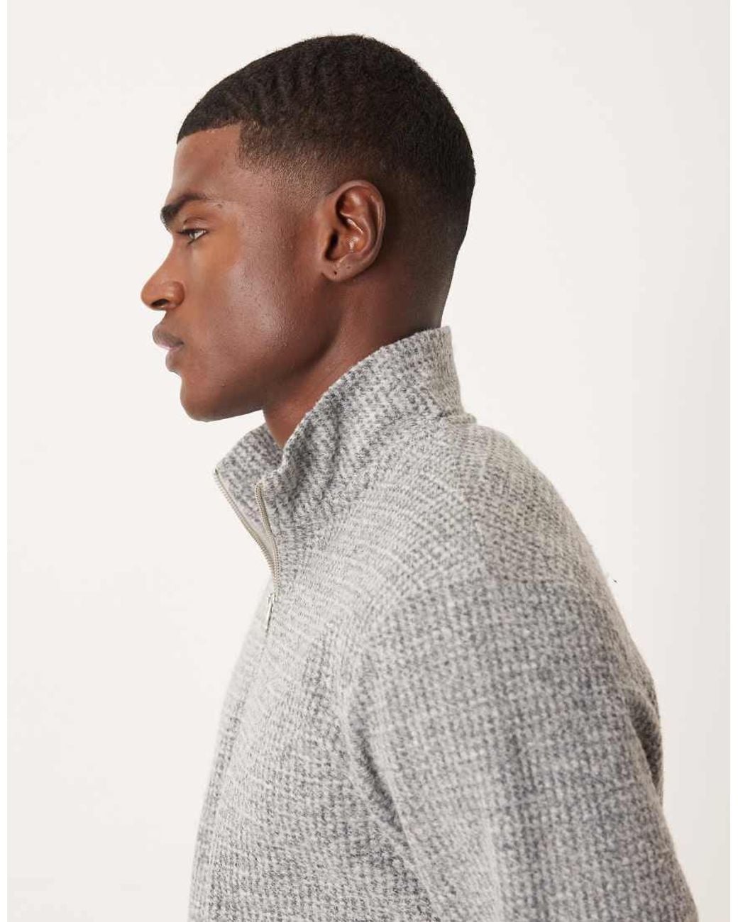 ASOS Gray Quater Zip With Wool Mix for men