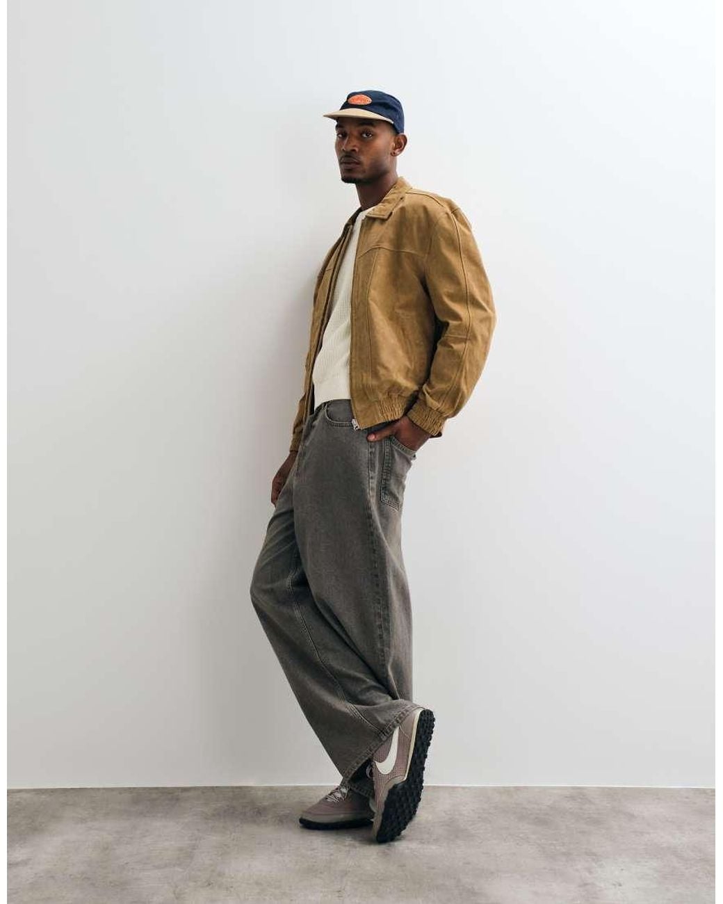 ASOS Natural Real Leather Oversized Bomber for men