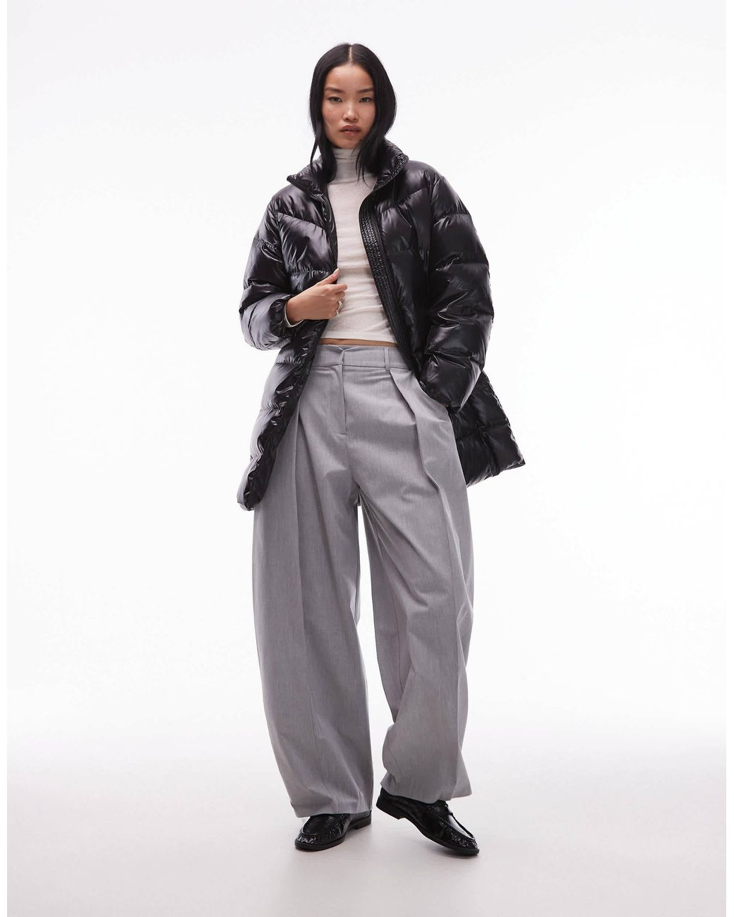 ARKET White Midi Down Padded Puffer Coat