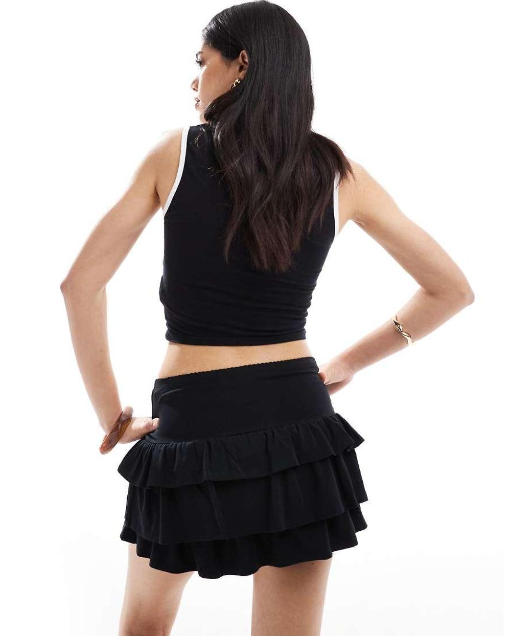 Miss Selfridge Black Tiered Mini Skirt