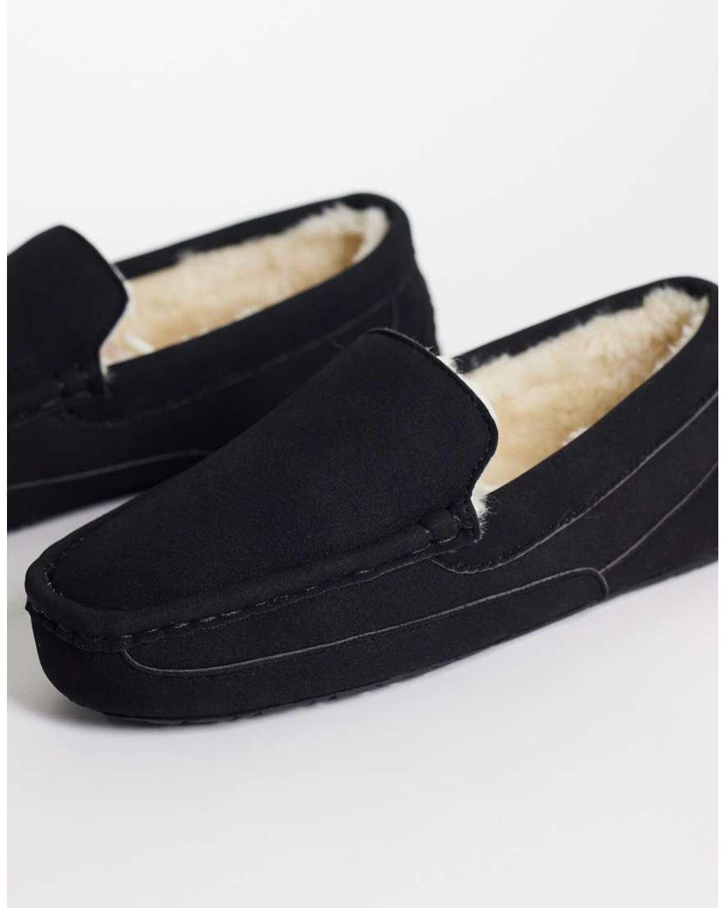 ASOS Black Moccasin Slippers for men