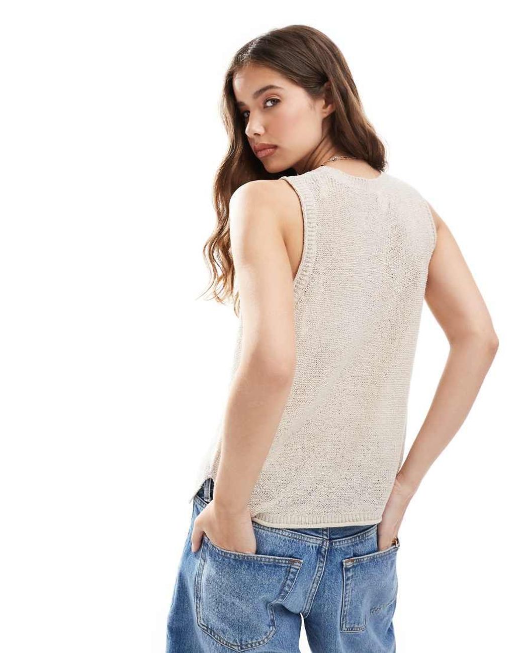 ONLY White Lightweight Knitted Tank Top