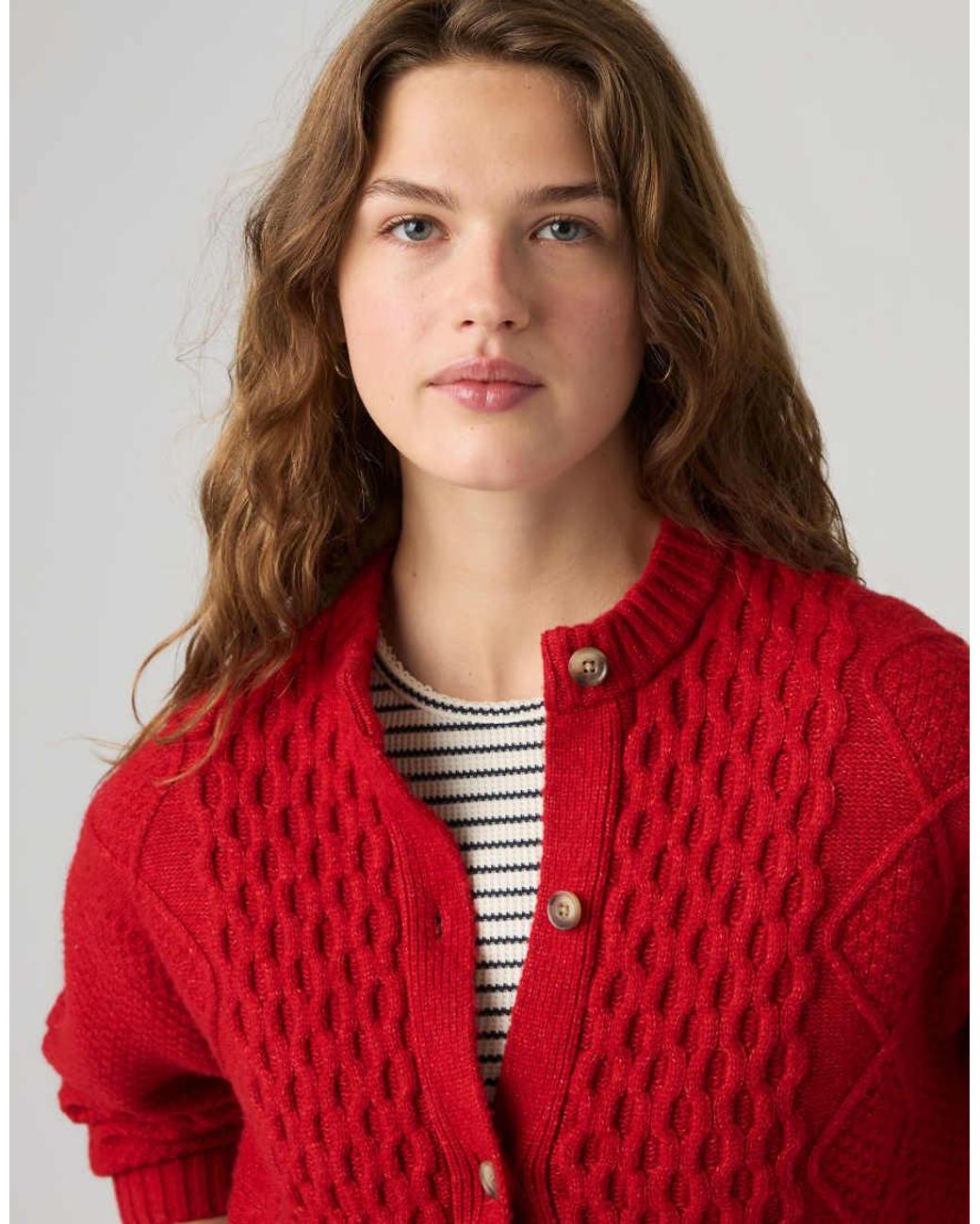 Levi's Red Charlotte Crewneck Cardigan 007Vg-0010
