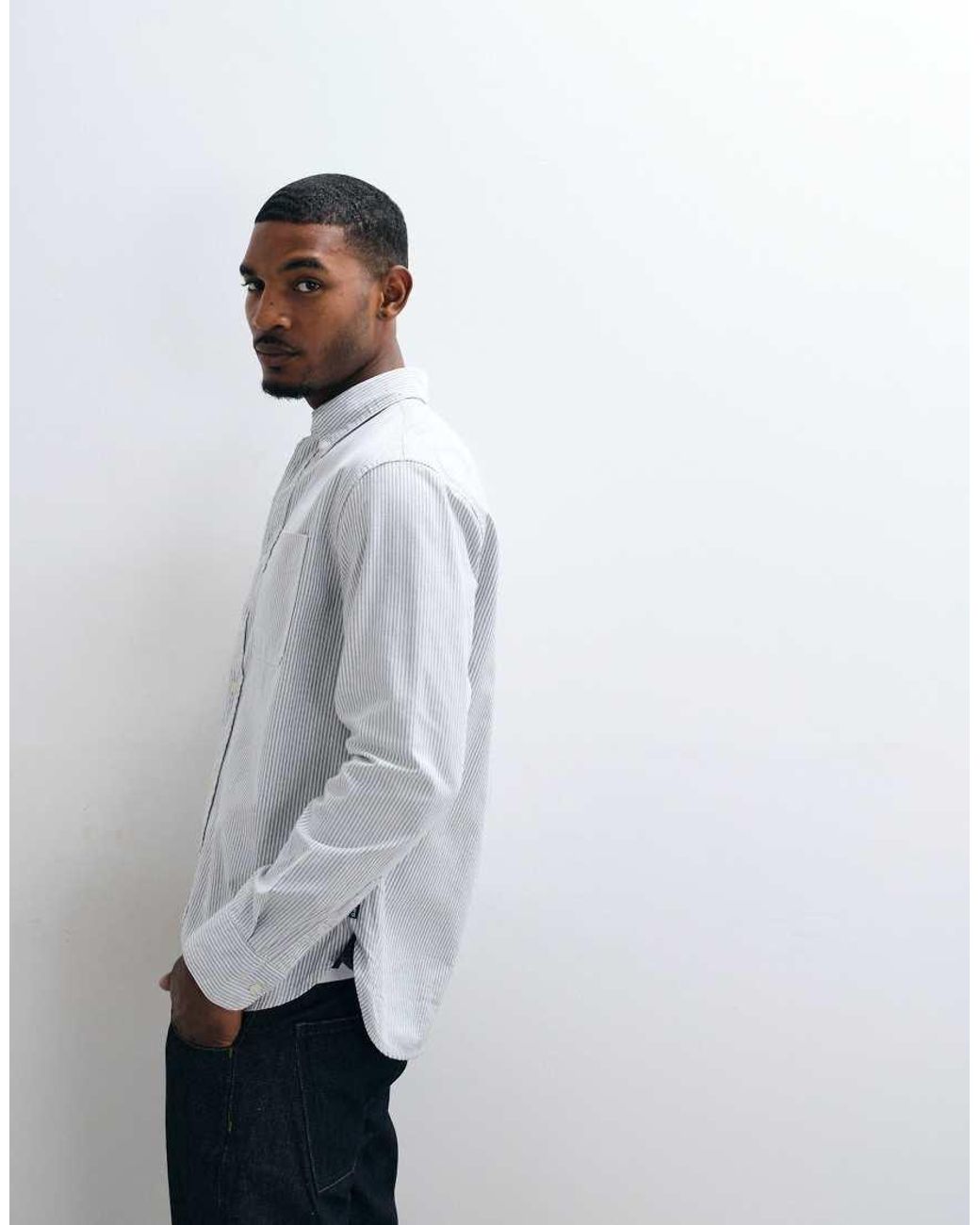 Barbour White Authentic Oxford Long Sleeve Stripe Shirt for men