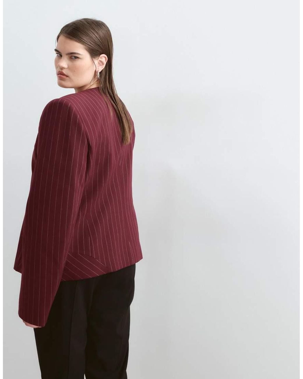 ARRANGE Red Curve Structu Blazer With Shoulder Pads