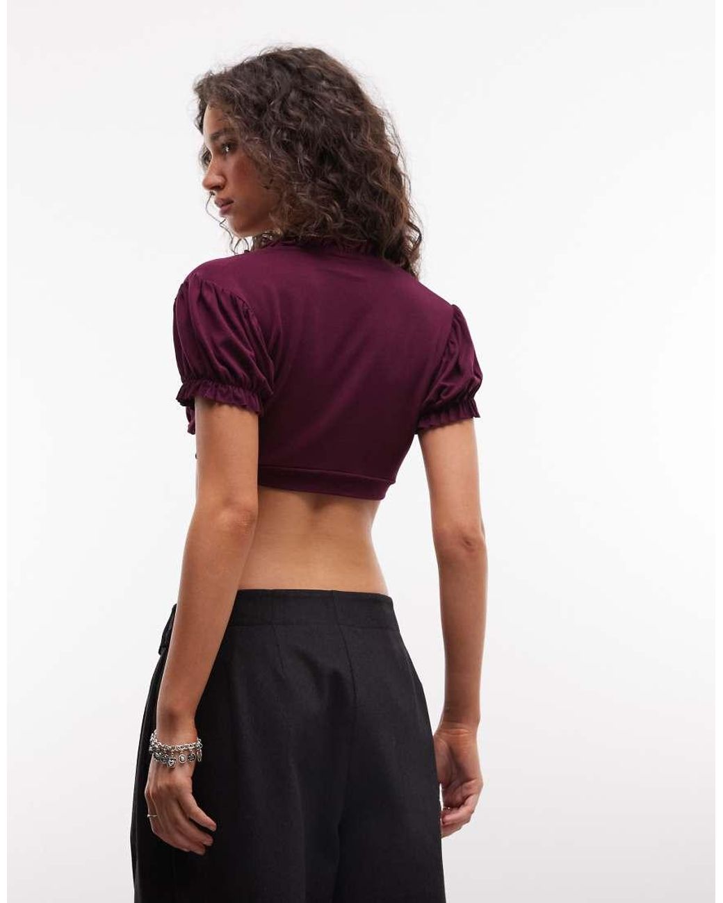 Reclaimed Vintage Multicolor Tie Front Cropped Top