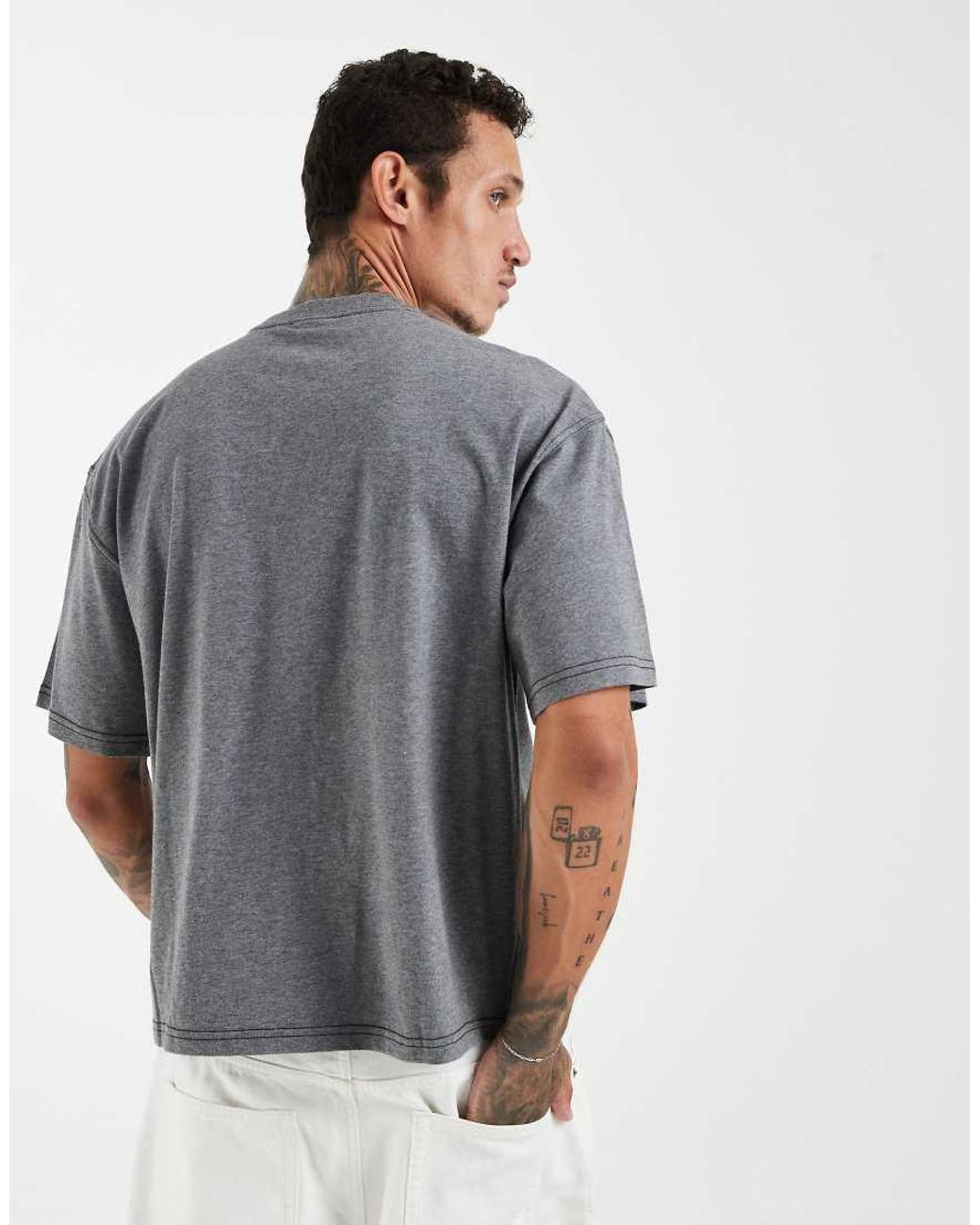 Adidas Originals Gray Trefoil Essentials Melange Loose Cropped Tee for men