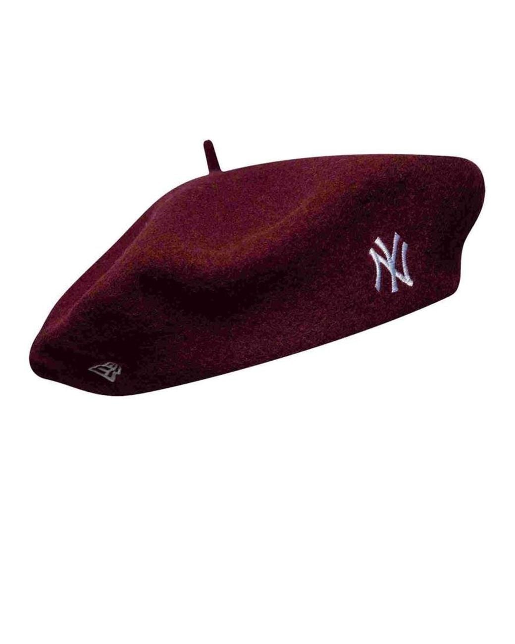 KTZ Red Ny Yankees Midi Logo Womens Wool Beret