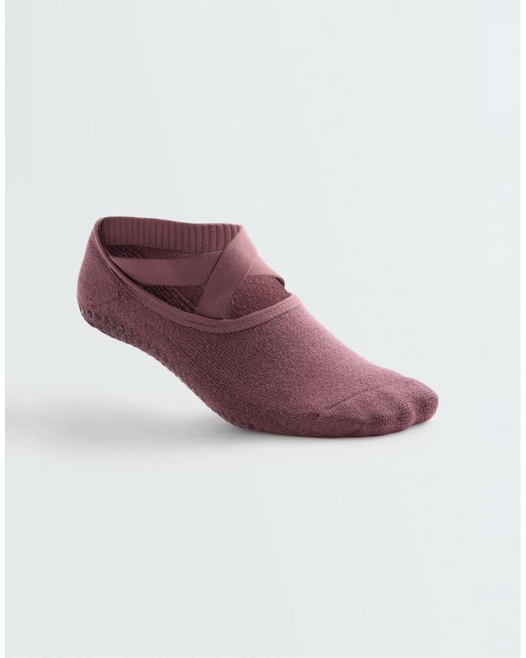 Oysho Pink 2 Pairs Of Padded Cotton Blend Yoga And Pilates Socks With Crossover Straps