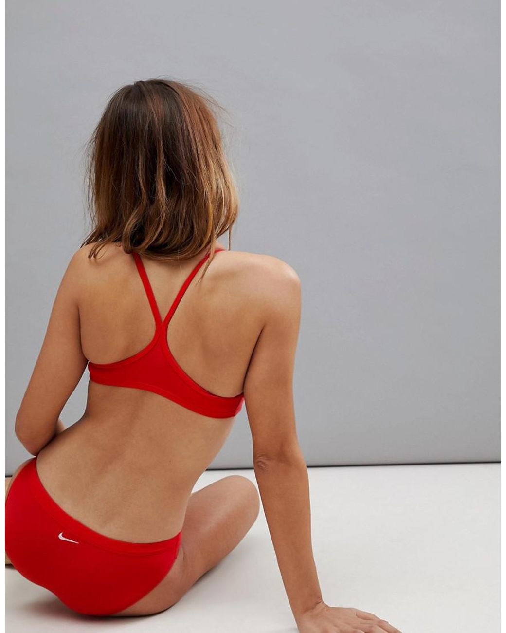 Nike Nike Swim Bikini Top in Red | Lyst