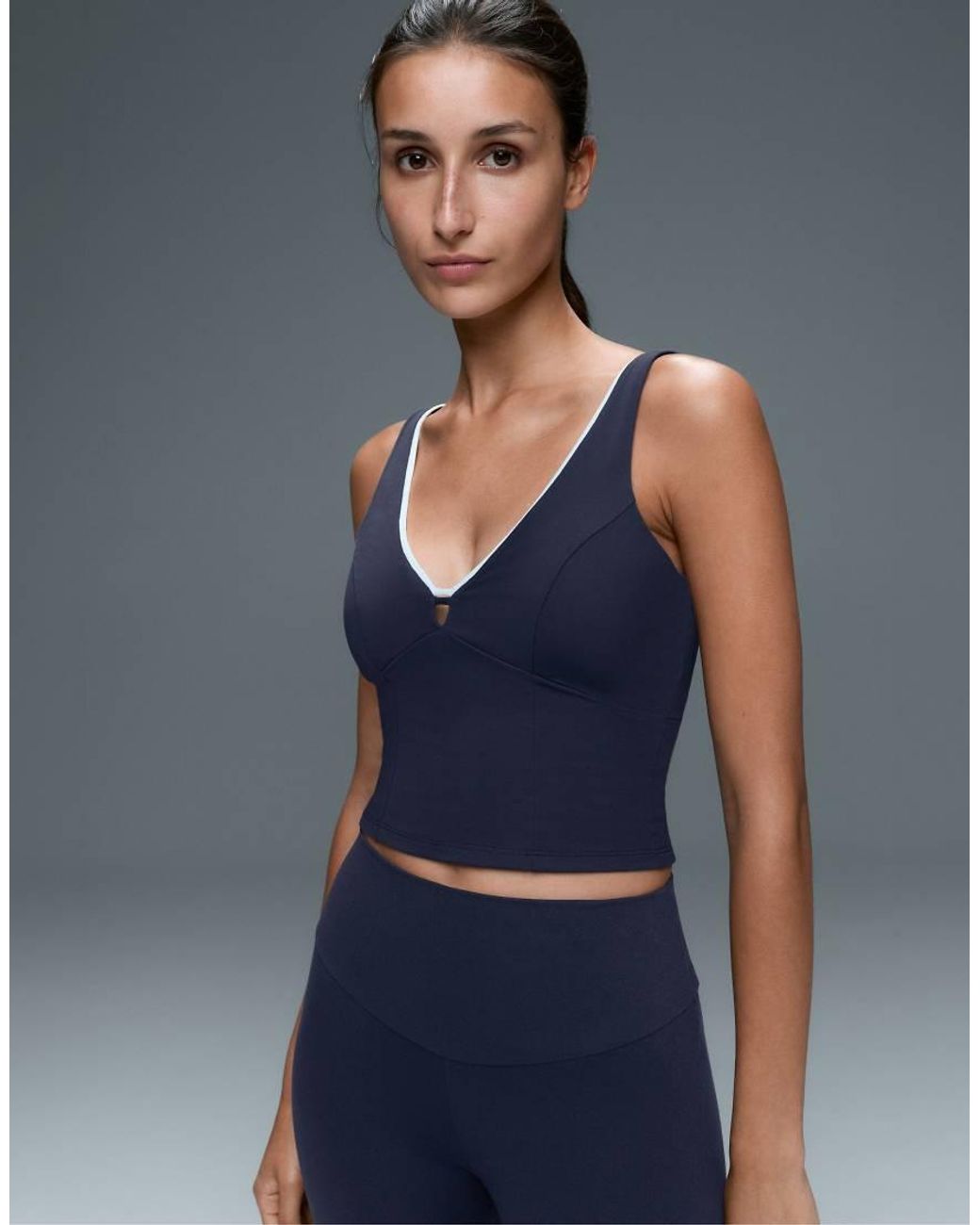 Oysho Blue Comfortlux V-Neck Strappy Tank Top