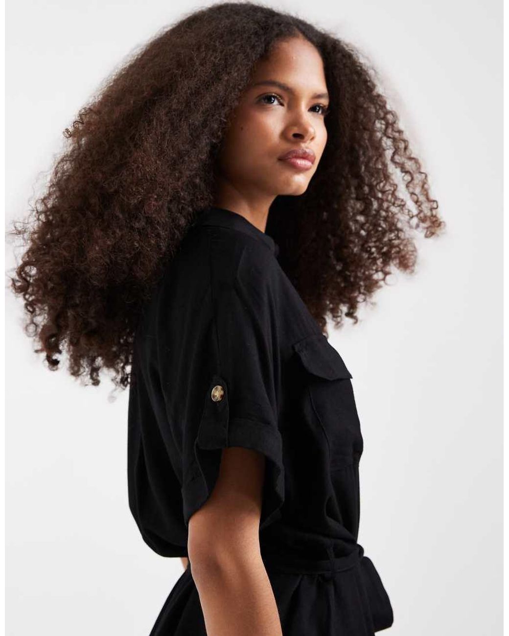 Vero Moda Black Mini Shirt Dress With Pockets