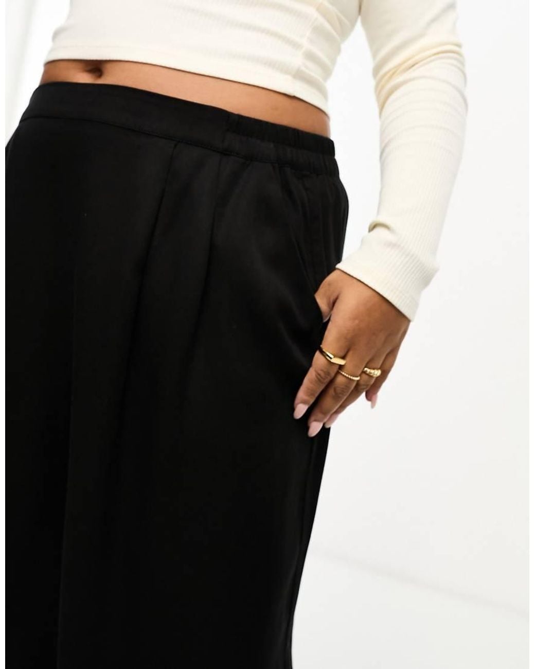 ASOS White Asos Design Curve Clean Front Wide Leg Pants