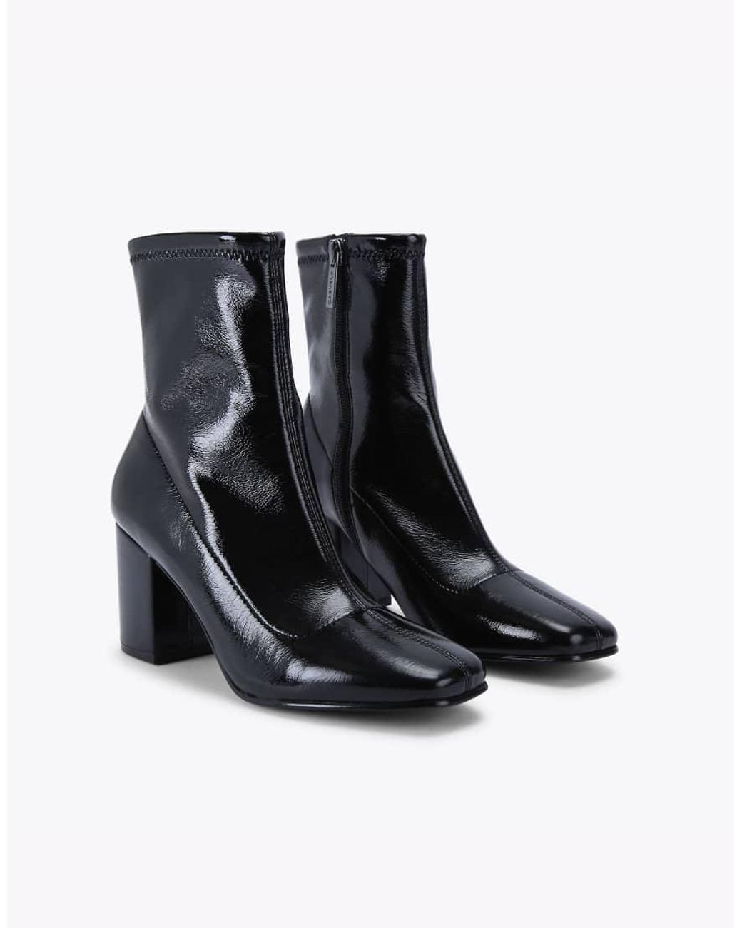 Carvela Kurt Geiger Black Strut Heeled Patent-Faux Leather Ankle Boots
