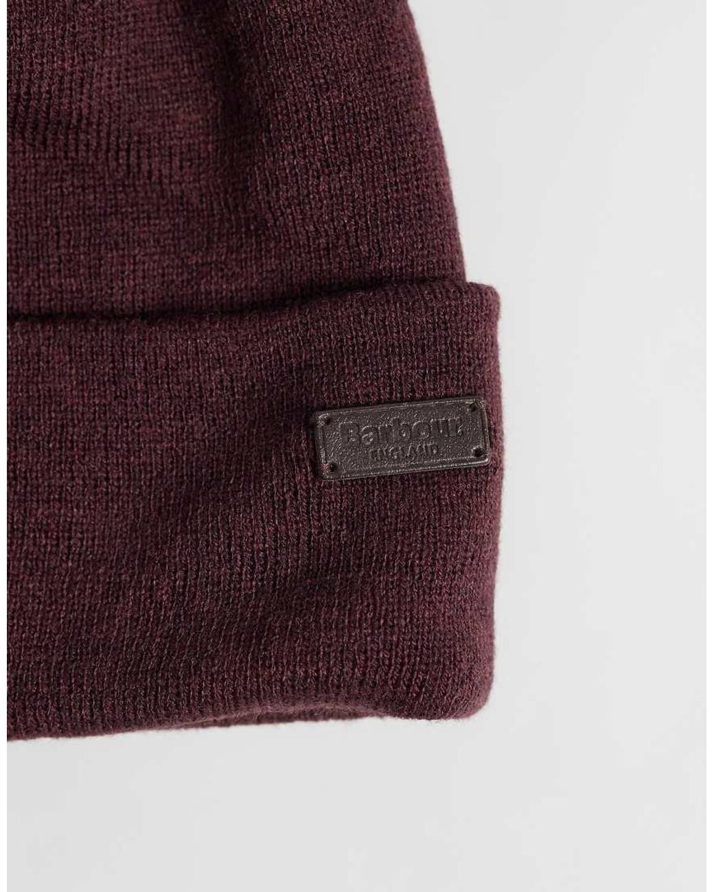 Barbour Red Healey Knitted Acrylic Blend Logo Beanie for men