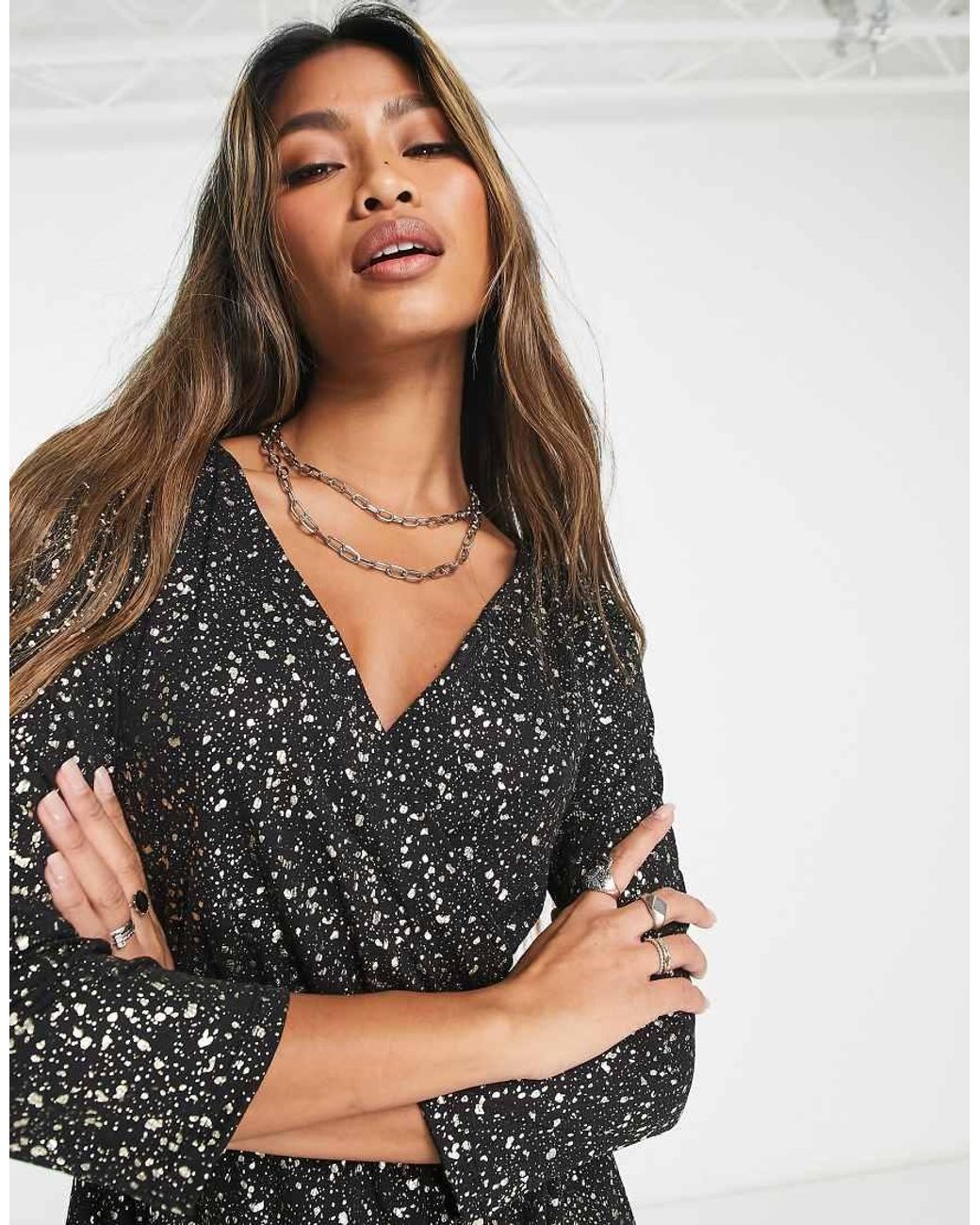 ONLY Black Wrap Midi Dress