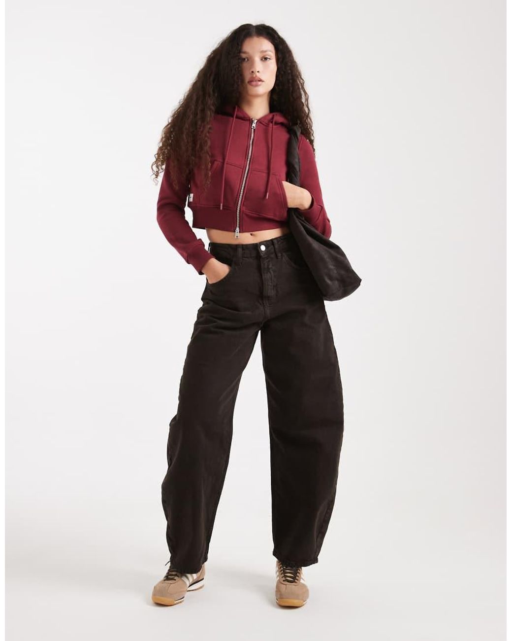 Cotton On Red Cropped Zip Through Hoodie