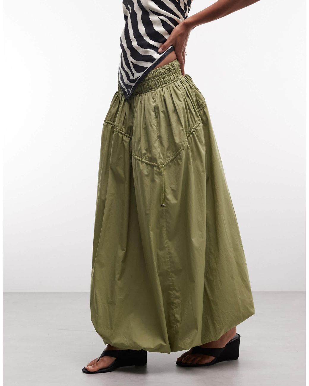 ASOS Green Midirock mit verstellbarem tunnelzug und taschen-detail