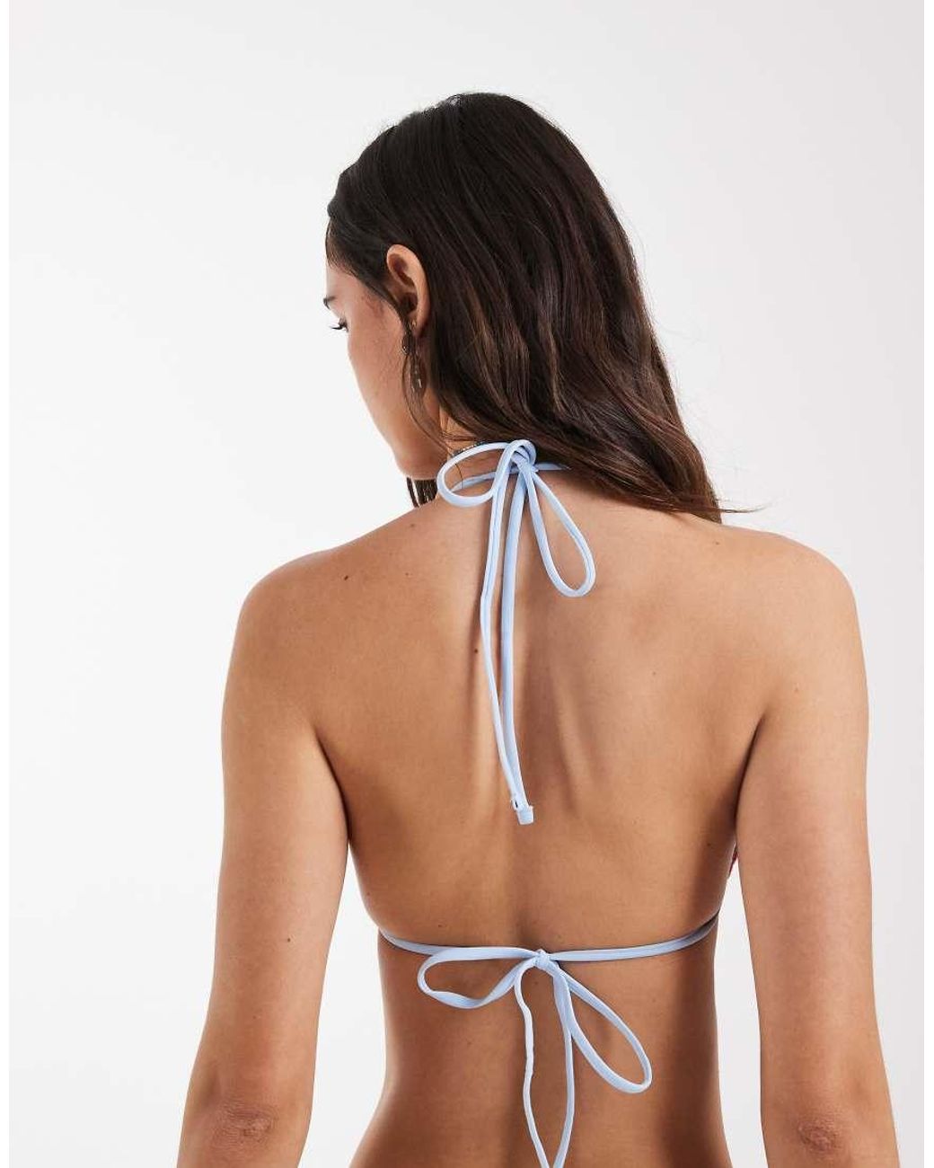 Pieces Brown Frill Detail Triangle Bikini Top