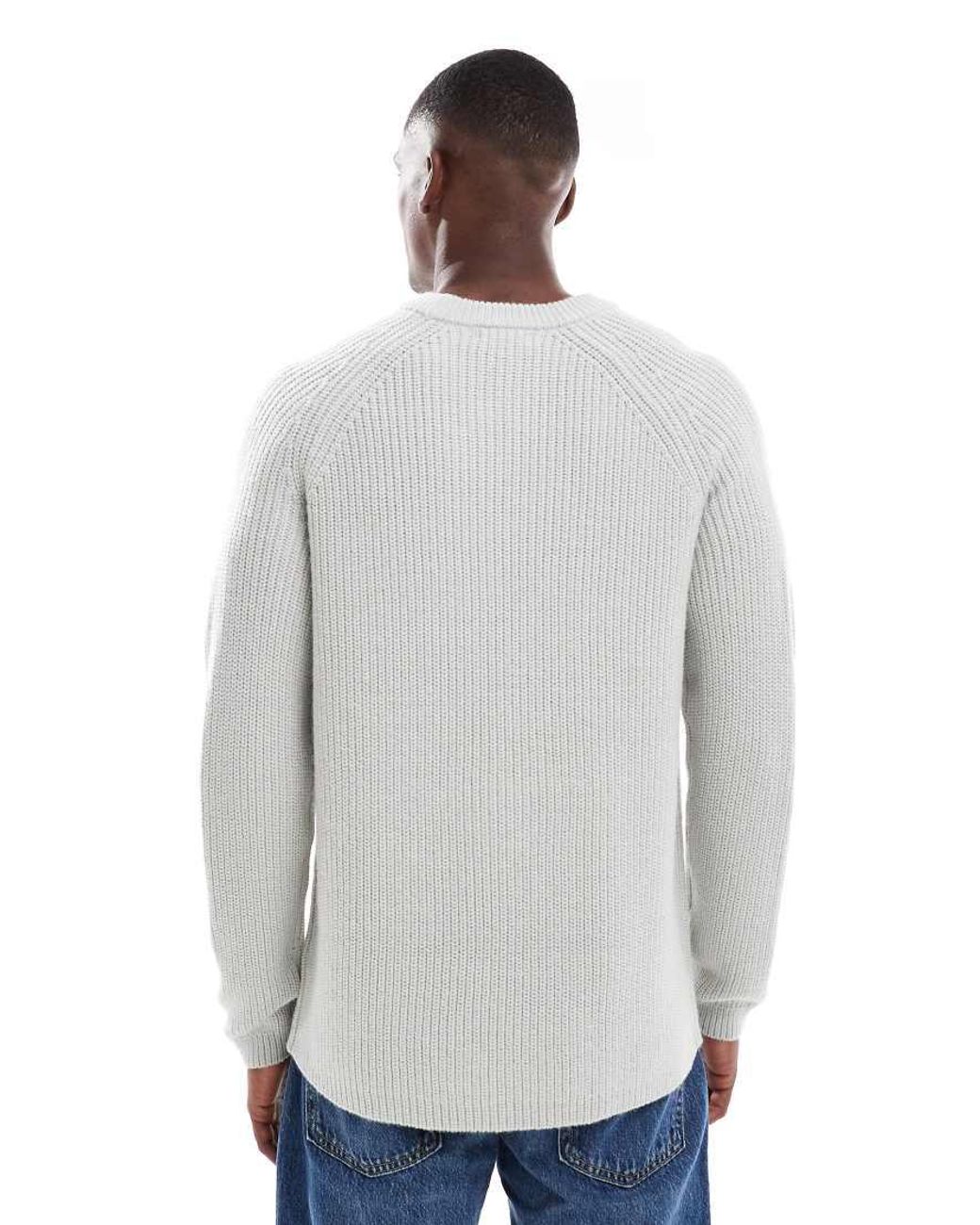 New Look Gray Fisherman Knit Jumper for men
