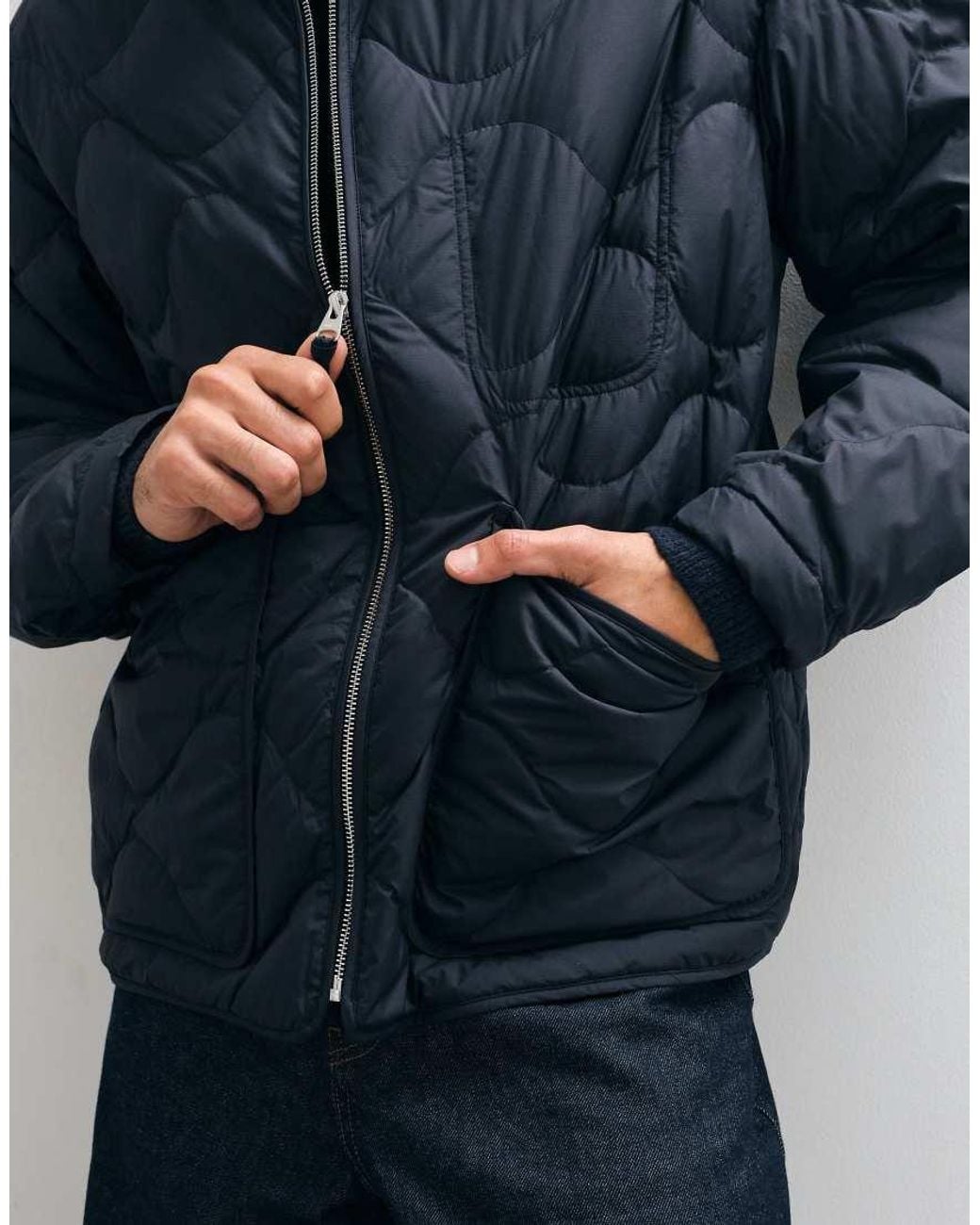 ARKET Blue Down Quilted Jacket With Funnel Neck for men