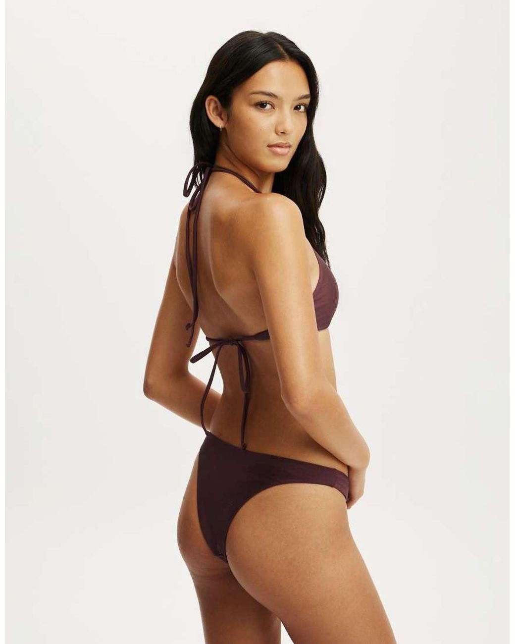 Cotton On Brown Scoop Neck Halter Bikini Top