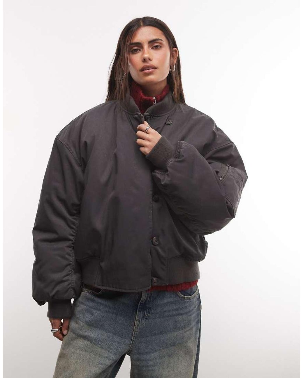 Weekday Oversized Bomberjack Met Knopen in het Multicolor