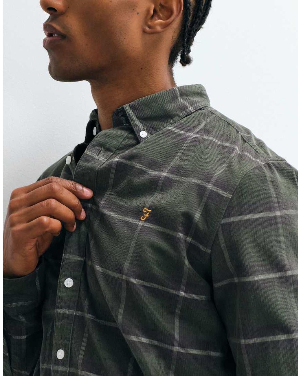Farah Gray Maverick Long Sleeve Check Shirt for men