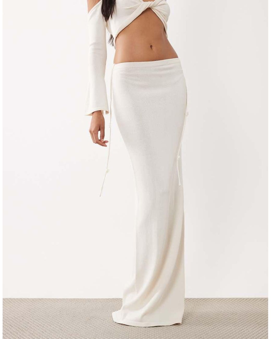 Wanderdoll Natural Ophelia Crochet Maxi Skirt Co-ord
