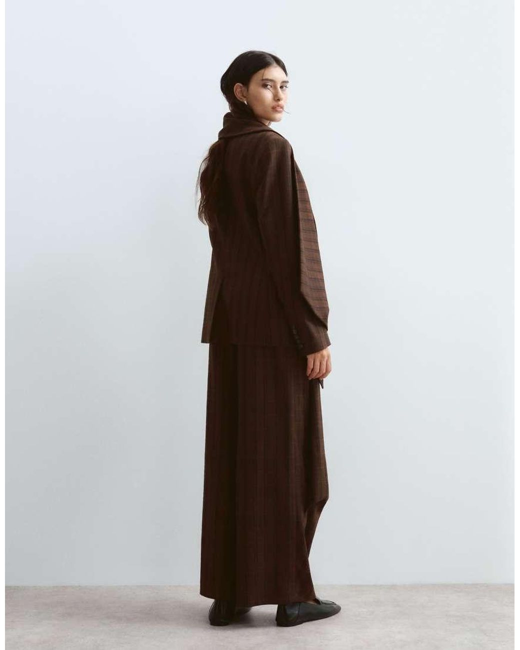 ARRANGE Brown Tailored Barrel Leg Pants