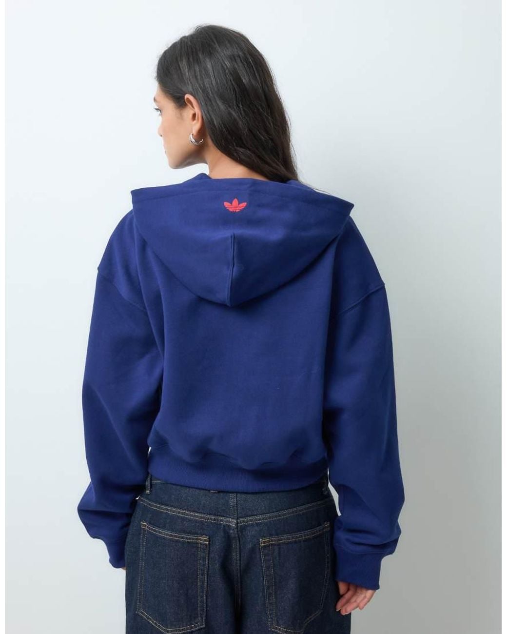 Adidas Originals Blue Retro Logo Full Zip Hoodie