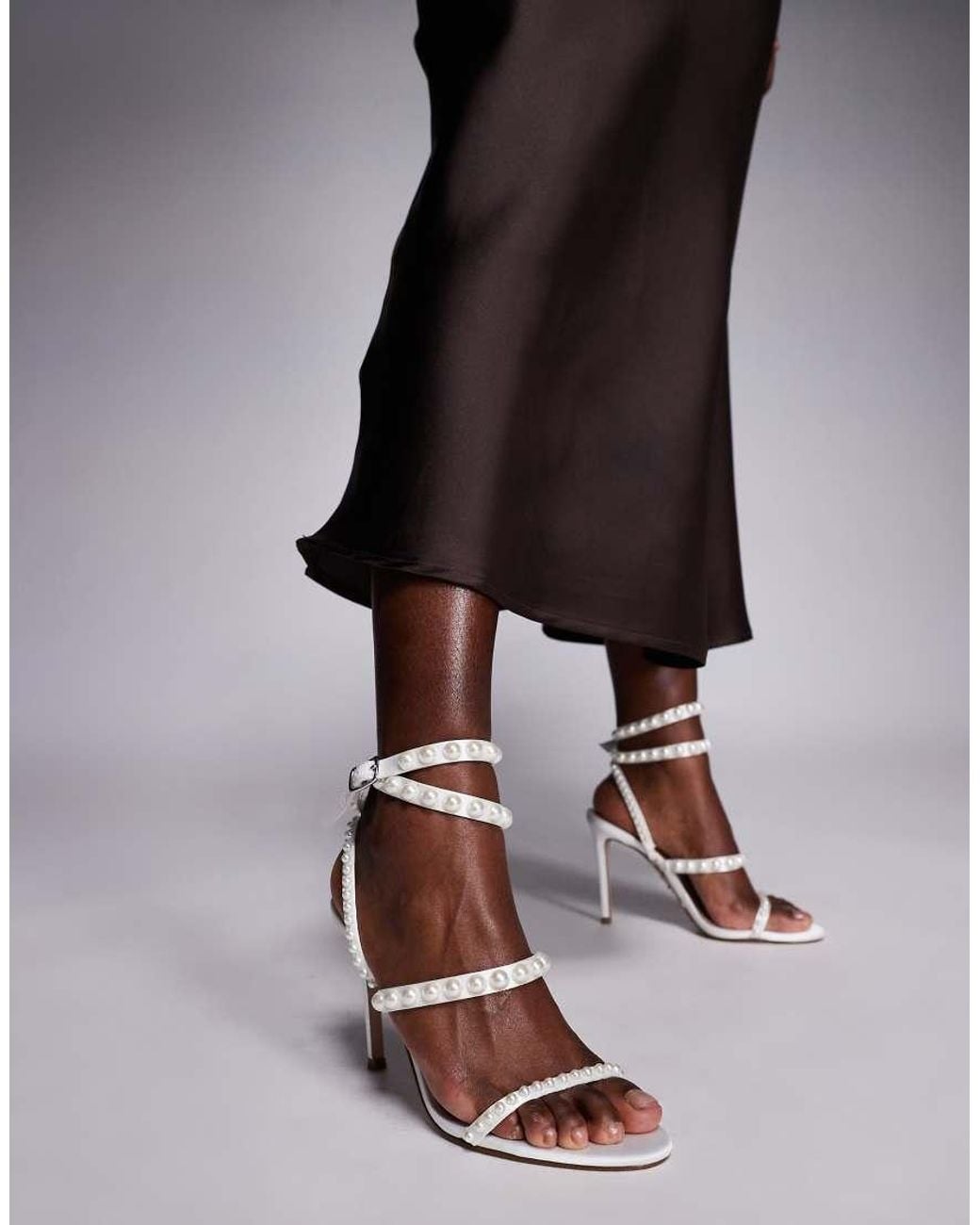 Steve Madden White Teena Strappy Pearl High Heels