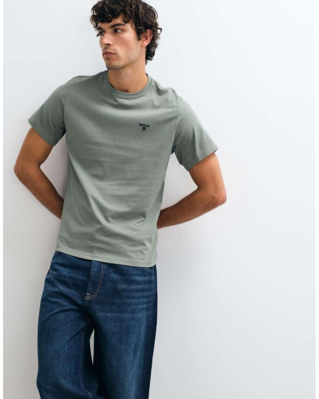 Barbour Gray Essential Sports Logo T-Shirt for men