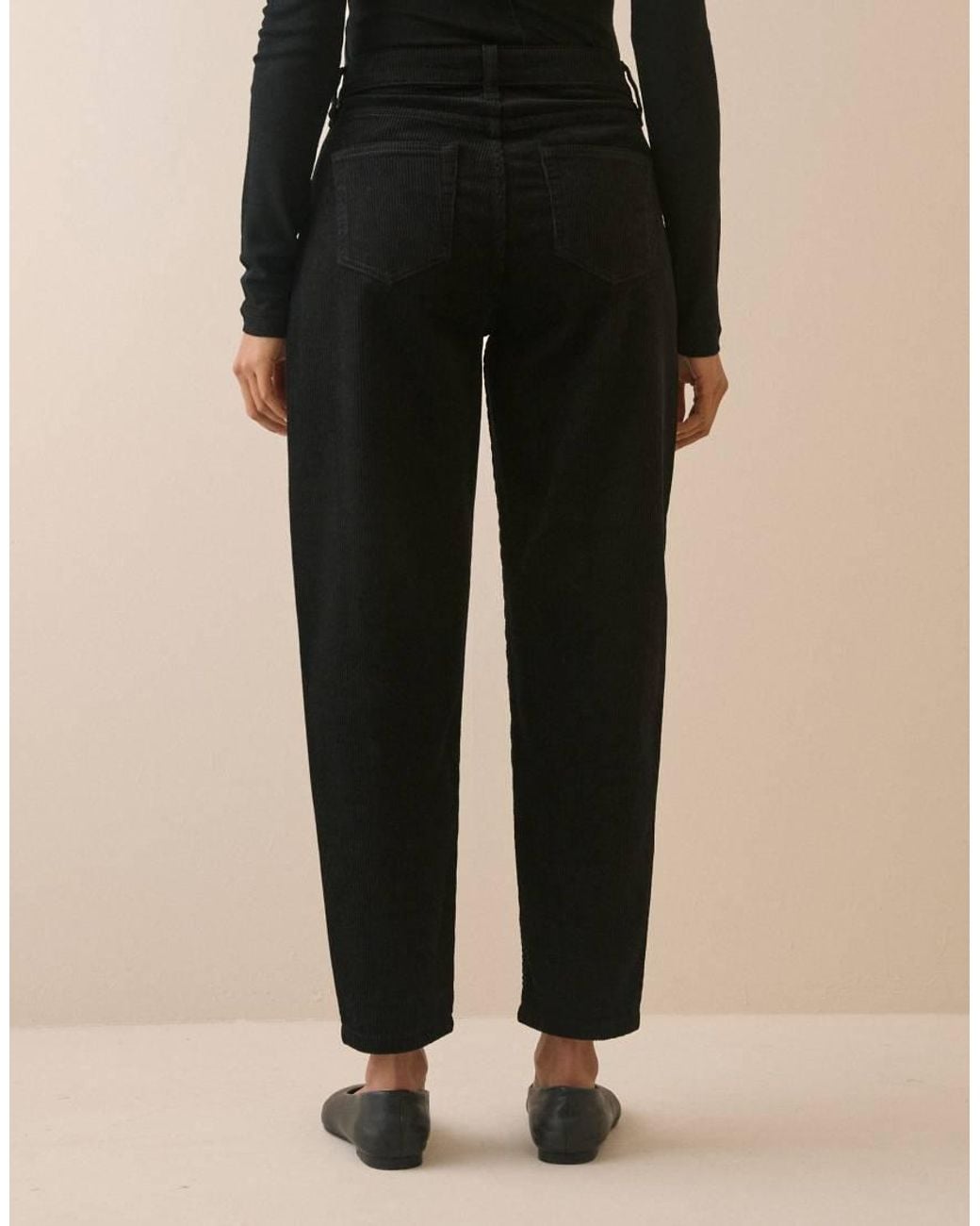 Nobody's Child Black Cord Barrel Leg Trousers